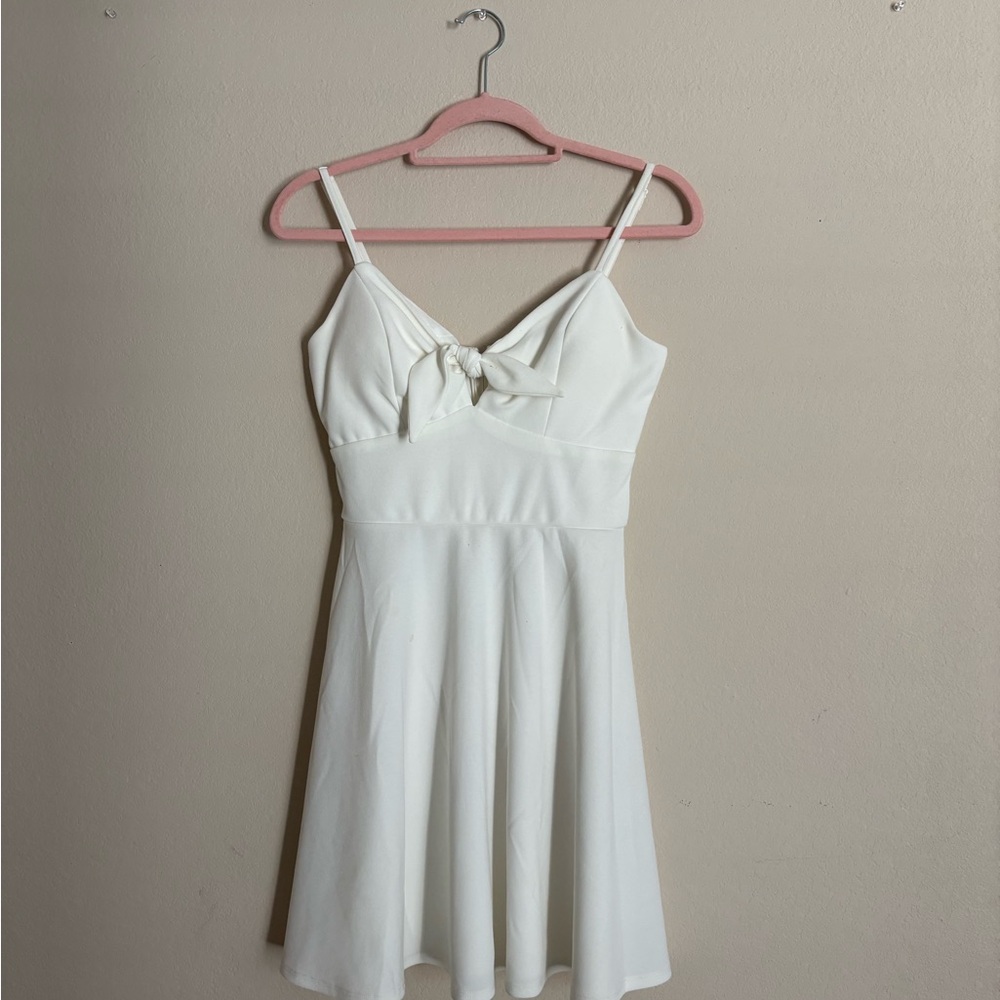Elegant White Tie-Front Mini Dress